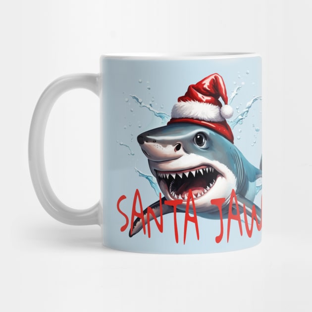 Santa Jaws Pun Quote Christmas Shark Cartoon Art by taiche